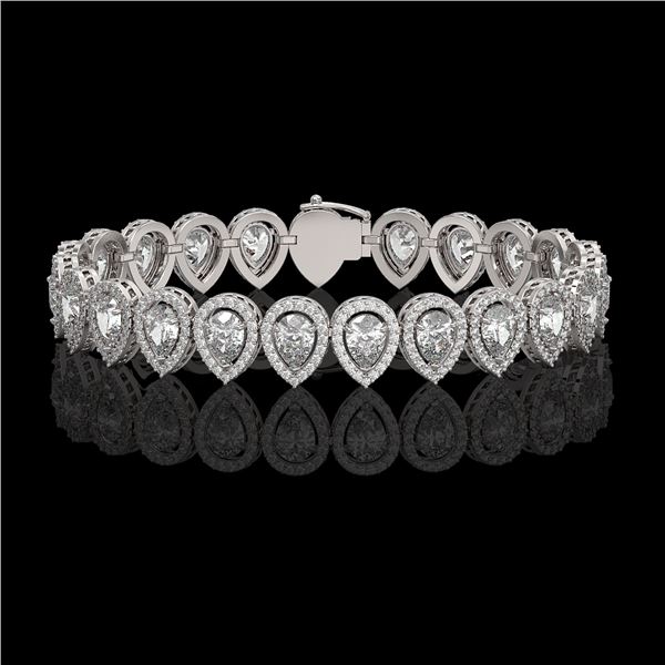 15.85 ctw Pear Cut Diamond Micro Pave Bracelet 18K White Gold - REF-2168Y2X