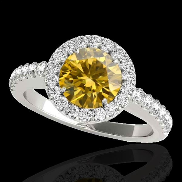 1.65 ctw Certified SI/I Fancy Intense Yellow Diamond Ring 10k White Gold - REF-218N2F