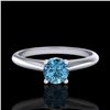 Image 2 : 0.4 ctw Intense Blue Diamond Engagment Art Deco Ring 18k White Gold - REF-60N2F