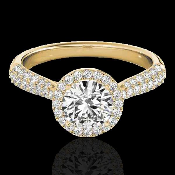 1.40 ctw Certified Diamond Solitaire Halo Ring 10k Yellow Gold - REF-204W5H