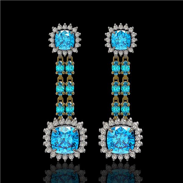 19.64 ctw Swiss Topaz & Diamond Earrings 14K Yellow Gold - REF-232W9H