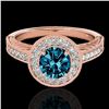Image 1 : 1.5 ctw SI Certified Fancy Blue Diamond Solitaire Halo Ring 10k Rose Gold - REF-150H2R