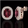 Image 2 : 5.20 ctw Garnet & Micro Pave VS/SI Diamond Earrings 10k Rose Gold - REF-107A3N