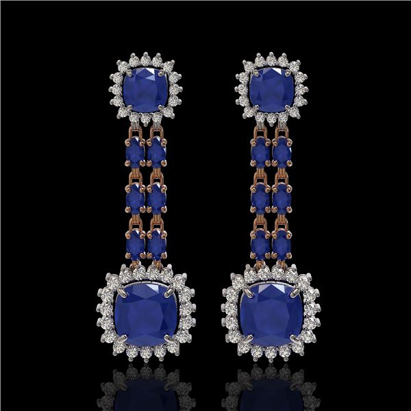 19.88 ctw Sapphire & Diamond Earrings 14K Rose Gold - REF-336K4Y