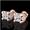 Image 1 : 2.5 ctw Princess VS/SI Diamond Art Deco Stud Earrings 18k Rose Gold - REF-585A2N