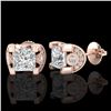 Image 2 : 2.5 ctw Princess VS/SI Diamond Art Deco Stud Earrings 18k Rose Gold - REF-585A2N