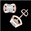 Image 3 : 2.5 ctw Princess VS/SI Diamond Art Deco Stud Earrings 18k Rose Gold - REF-585A2N