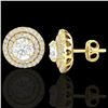 Image 2 : 2 ctw Micro Pave VS/SI Diamond Certified Stud Earrings 18k Yellow Gold - REF-263R6K