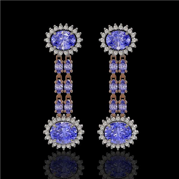 9.01 ctw Tanzanite & Diamond Earrings 14K Rose Gold - REF-227K3Y