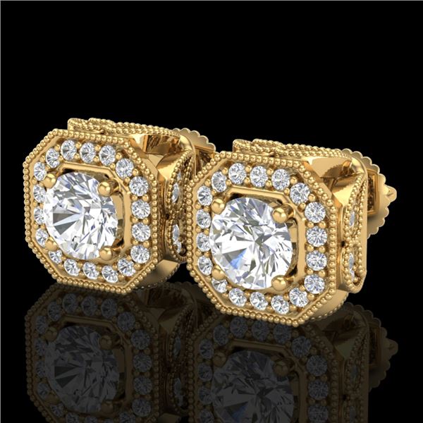 2.75 ctw VS/SI Diamond Solitaire Art Deco Stud Earrings 18k Yellow Gold - REF-472Y8X