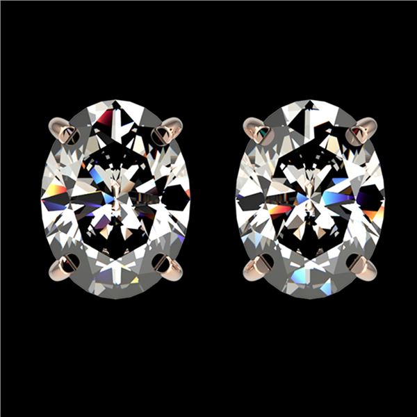 2.50 ctw Certified VS/SI Quality Oval Diamond Stud Earrings 10k Rose Gold - REF-601F4M