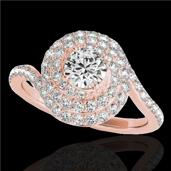 2.11 ctw Certified Diamond Solitaire Halo Ring 10k Rose Gold - REF-259G3W