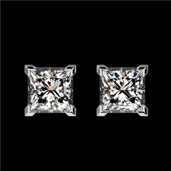 1 ctw Certified VS/SI Quality Princess Diamond Stud Earrings 10k White Gold - REF-120Y3X