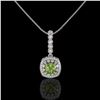 Image 2 : 2.25 ctw Tourmaline & Diamond Victorian Necklace 14K White Gold - REF-81X3A
