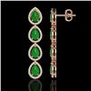 Image 2 : 6.20 ctw Jade & Diamond Micro Pave Halo Earrings 10k Rose Gold - REF-158M2G