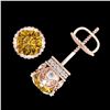 Image 3 : 1.85 ctw Intense Fancy Yellow Diamond Art Deco Earrings 18k Rose Gold - REF-318N2F