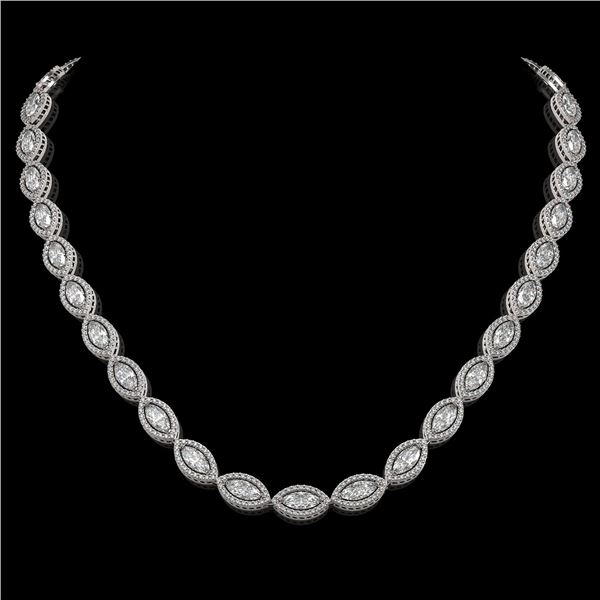 24.42 ctw Marquise Cut Diamond Micro Pave Necklace 18K White Gold - REF-3359Y5X