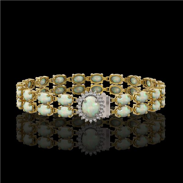 13.69 ctw Opal & Diamond Bracelet 14K Yellow Gold - REF-263H6R