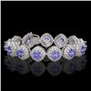 Image 1 : 38.1 ctw Tanzanite & Diamond Victorian Bracelet 14K White Gold - REF-1136W8H