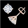 Image 3 : 2.5 ctw VS/SI Diamond Solitaire Art Deco Stud Earrings 18k Rose Gold - REF-601R4K