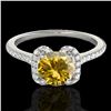 Image 1 : 1.33 ctw Certified SI/I Fancy Intense Yellow Diamond Ring 10k White Gold - REF-190F9M