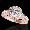 Image 1 : 2 ctw Certified Diamond Solitaire Halo Ring 10k Rose Gold - REF-286A4N