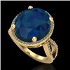 Image 2 : 12 ctw Sapphire & Micro Pave VS/SI Diamond Ring 18k Yellow Gold - REF-143Y6X