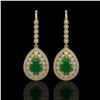 Image 1 : 10.15 ctw Certified Emerald & Diamond Victorian Earrings 14K Yellow Gold - REF-327X3A