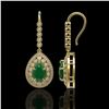 Image 2 : 10.15 ctw Certified Emerald & Diamond Victorian Earrings 14K Yellow Gold - REF-327X3A