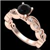 Image 1 : 1.01 ctw Fancy Black Diamond Engagment Art Deco Ring 18k Rose Gold - REF-87A3N