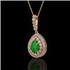 Image 1 : 4.07 ctw Jade & Diamond Victorian Necklace 14K Rose Gold - REF-118F2M