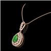 Image 3 : 4.07 ctw Jade & Diamond Victorian Necklace 14K Rose Gold - REF-118F2M