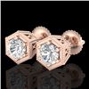 Image 1 : 1.15 ctw VS/SI Diamond Solitaire Art Deco Stud Earrings 18k Rose Gold - REF-214H5R
