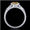 Image 3 : 1 ctw Intense Fancy Yellow Diamond Art Deco Ring 18k White Gold - REF-263K6Y