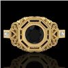 Image 2 : 1.13 ctw Fancy Black Diamond Engagment Art Deco Ring 18k Yellow Gold - REF-140N2F