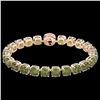 Image 2 : 40 ctw Green Tourmaline & Micro Diamond Bracelet 14k Rose Gold - REF-404H4R