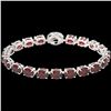 Image 2 : 32 ctw Garnet & VS/SI Diamond Eternity Micro Bracelet 14k White Gold - REF-119A5N