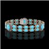 Image 1 : 14.58 ctw Turquoise & Diamond Bracelet 14K Rose Gold - REF-254M5G