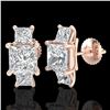Image 2 : 3.08 ctw Princess VS/SI Diamond Art Deco Stud Earrings 18k Rose Gold - REF-630A2N