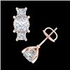 Image 3 : 3.08 ctw Princess VS/SI Diamond Art Deco Stud Earrings 18k Rose Gold - REF-630A2N