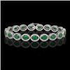 Image 1 : 15.2 ctw Emerald & Diamond Micro Pave Halo Bracelet 10k White Gold - REF-300A2N