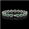 Image 2 : 15.2 ctw Emerald & Diamond Micro Pave Halo Bracelet 10k White Gold - REF-300A2N