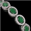 Image 3 : 15.2 ctw Emerald & Diamond Micro Pave Halo Bracelet 10k White Gold - REF-300A2N