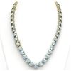 Image 3 : 136 ctw Aquamarine & Diamond Micro Eternity Necklace 14k Yellow Gold - REF-2090W9H