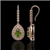 Image 2 : 9.95 ctw Tourmaline & Diamond Victorian Earrings 14K Rose Gold - REF-318K4Y