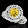 Image 1 : 2.25 ctw Certified SI/I Fancy Intense Yellow Diamond Ring 10k White Gold - REF-218G2W