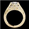 Image 2 : 1.25 ctw Certified Diamond Solitaire Antique Ring 10k Yellow Gold - REF-184R3K