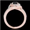 Image 2 : 1.9 ctw Certified VS Black Diamond Solitaire Halo Ring 10k Rose Gold - REF-74M2G