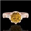 Image 2 : 1.71 ctw Intense Fancy Yellow Diamond Art Deco Ring 18k Rose Gold - REF-345A5N