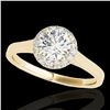 Image 1 : 1.11 ctw Certified Diamond Solitaire Halo Ring 10k Yellow Gold - REF-184G3W